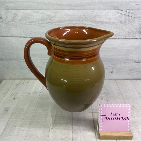 Raymond Waites Certified Intl RONDO Brown Rust Yellow 128oz Beverage Pitcher - Picture 1 of 16